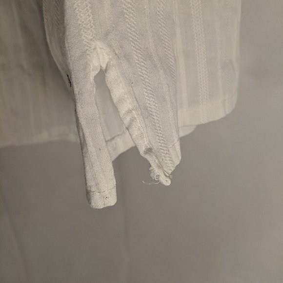 JH Collectibles Petite White Blouse Button-up Shirt V-neck 3/4 Sleeves Peasant M - Picture 7 of 12